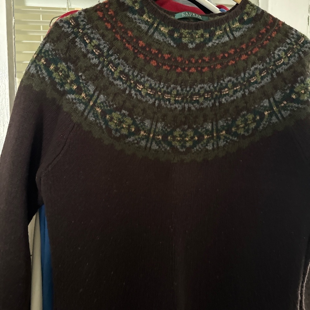 Ralph Lauren Brown Fair Isle Yoke Sweater